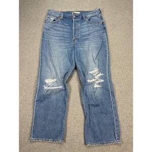Levi's Premium Jeans Womens 32 Big E Ribcage Straight Ankle High Rise Distressed